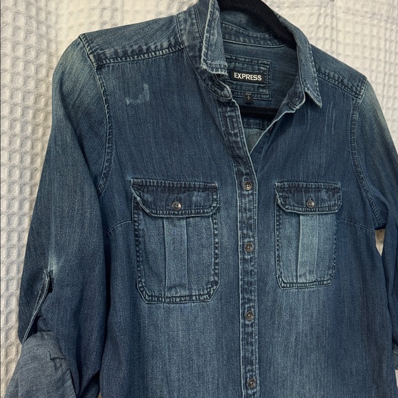 Denim Button-Front Shirt - Picture 2 of 7